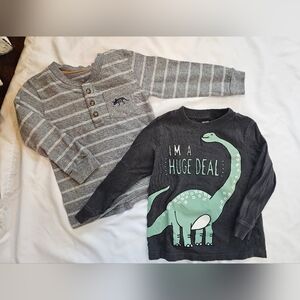 Set Of Two Carter's Long-Sleeve Dinosaur Tees- 3T